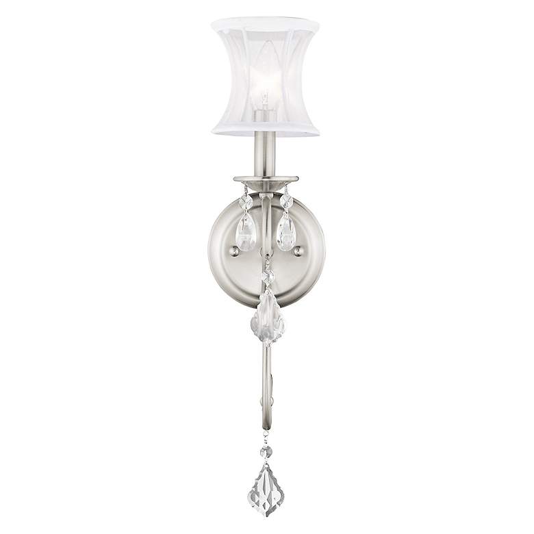 Image 6 Newcastle 4.5-in W 1-Light Brushed Nickel Crystal Accent Arm Wall Sconce more views