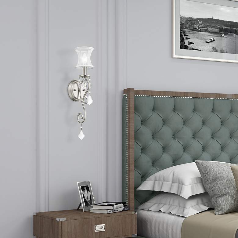 Image 7 Newcastle 4.5-in W 1-Light Brushed Nickel Crystal Accent Arm Wall Sconce more views