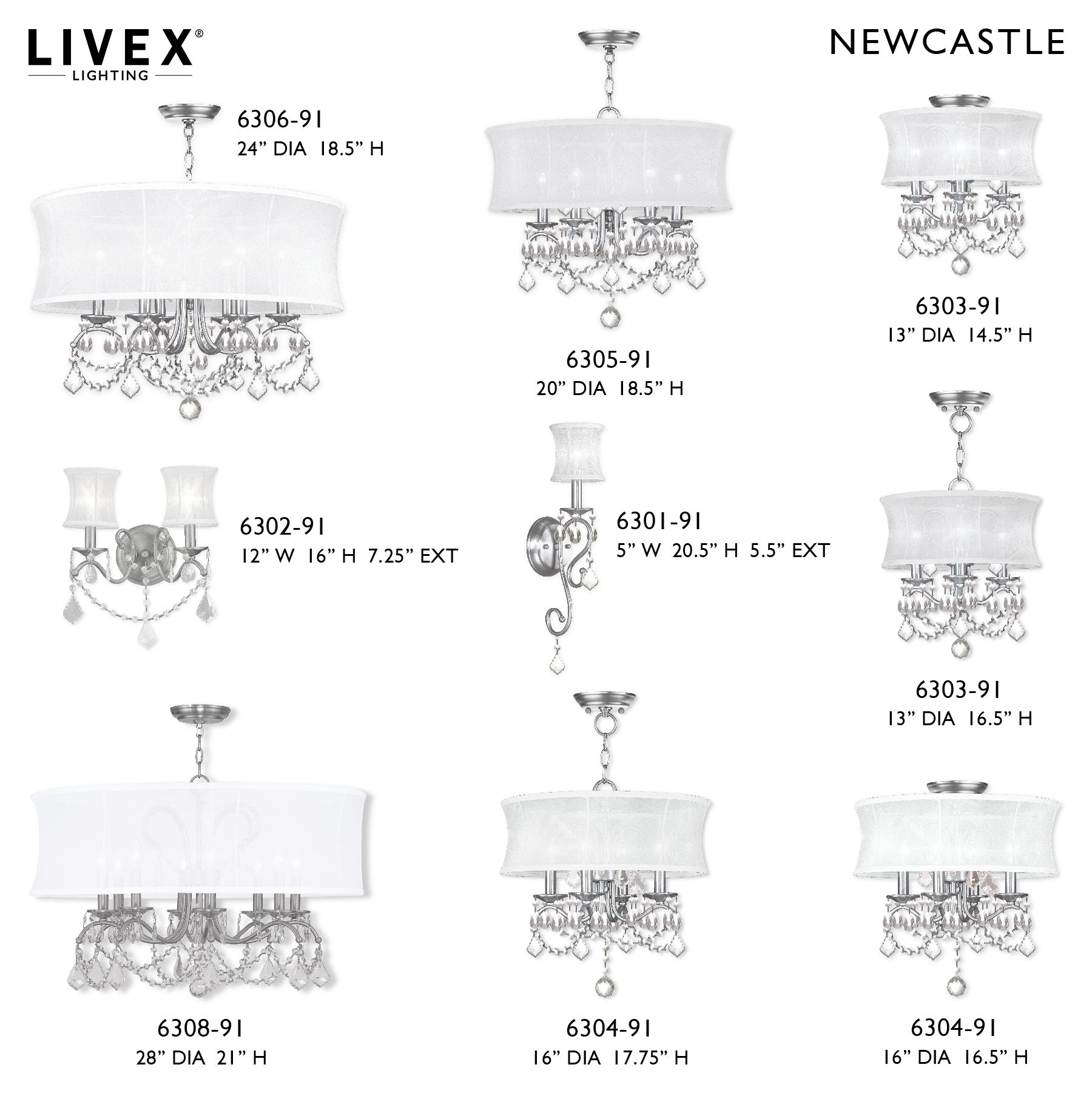 Newcastle 4.5-in W 1-Light Brushed Nickel Crystal Accent Arm Wall Sconce