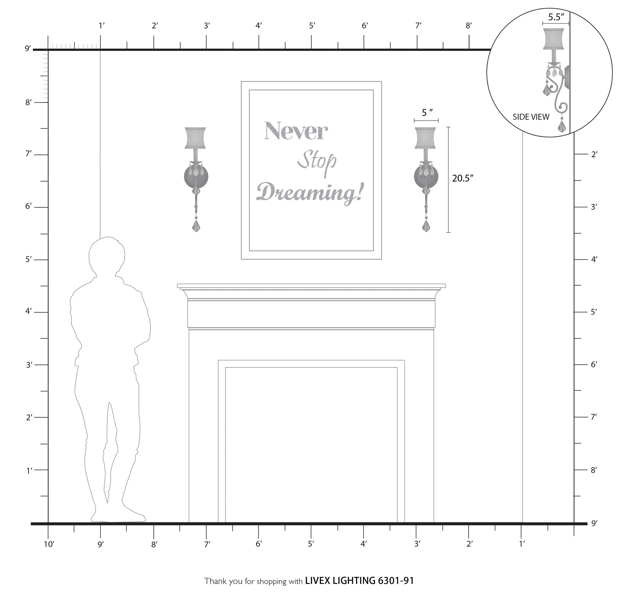 Newcastle 4.5-in W 1-Light Brushed Nickel Crystal Accent Arm Wall Sconce