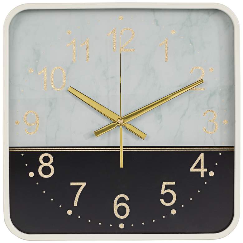 Image 2 Newcastle Black and White 14 1/4" Square Battery Powered Wall Clock