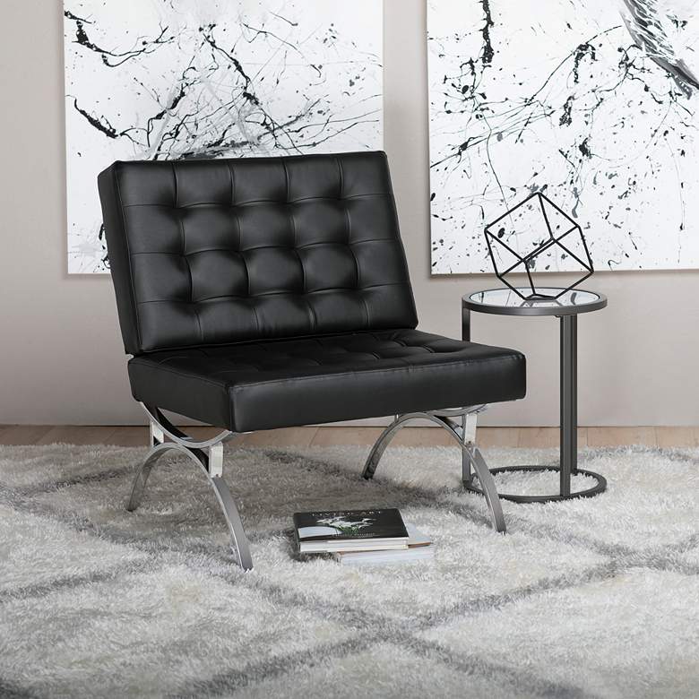 Image 1 Newel Black Leather Accent Chair