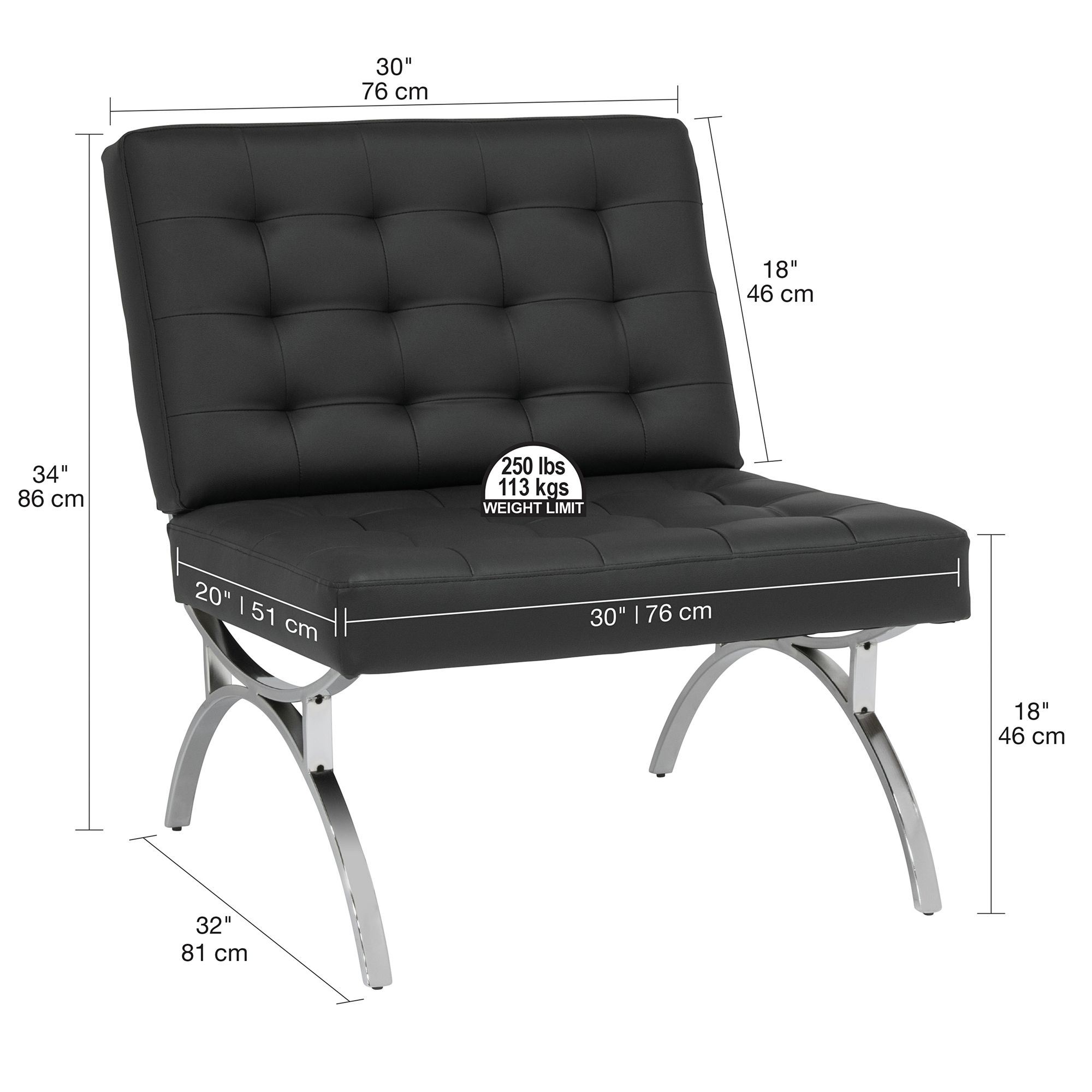 Newel Black Leather Accent Chair