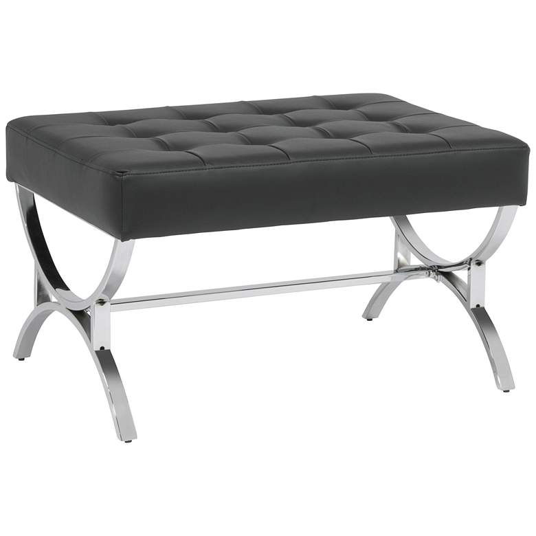 Image 2 Newel Black Leather Ottoman