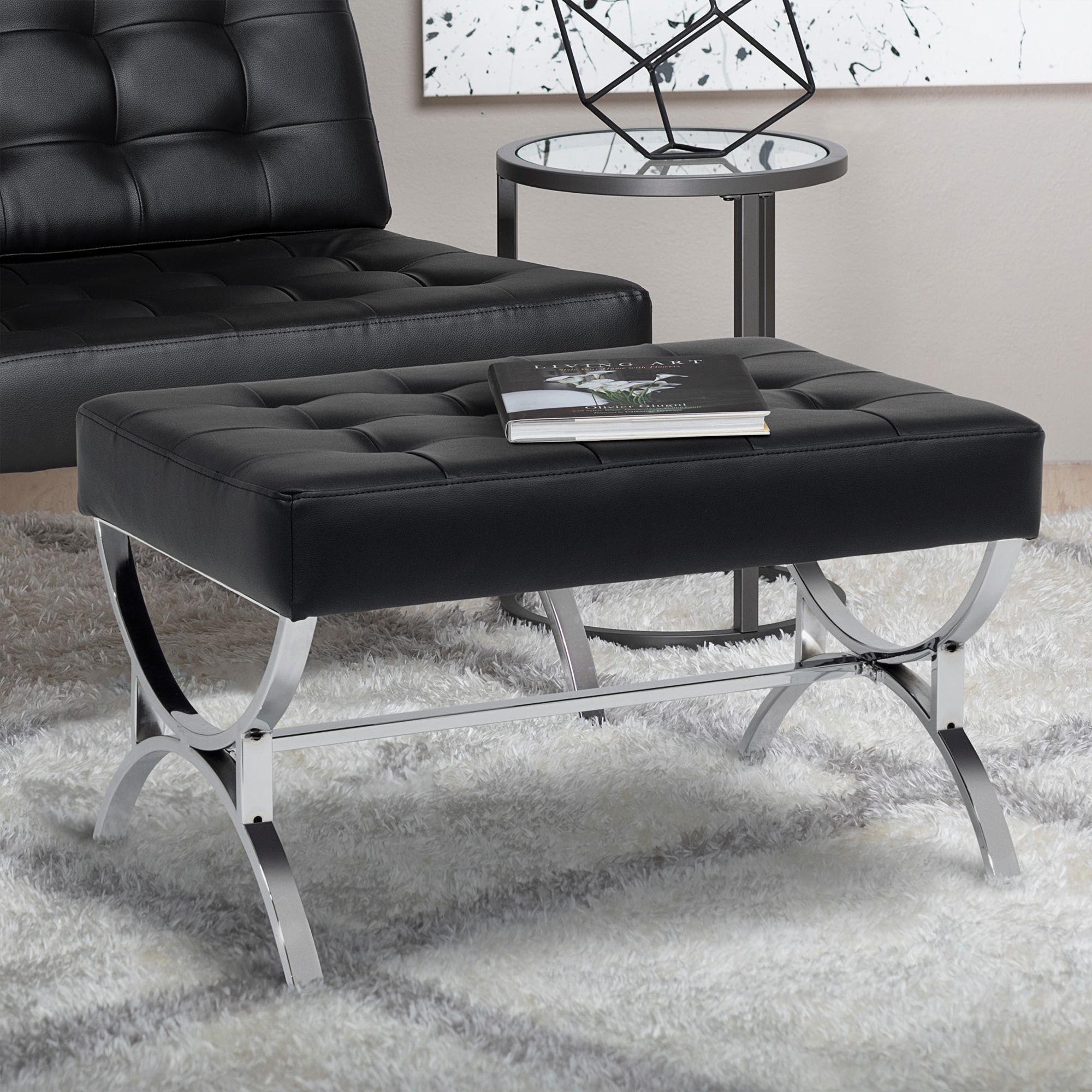 Black deals rectangle ottoman