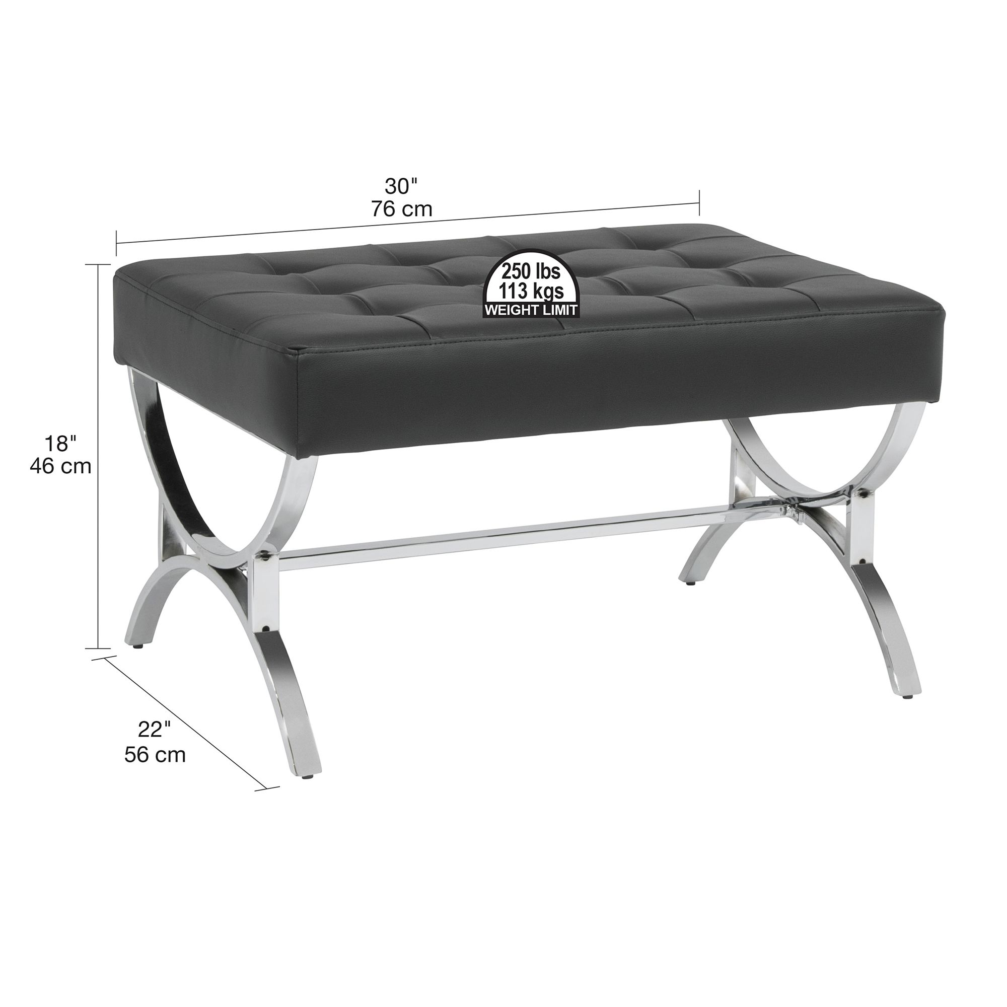 Newel Black Leather Ottoman