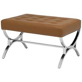 Image5 of Newel Caramel Brown Leather Ottoman more views