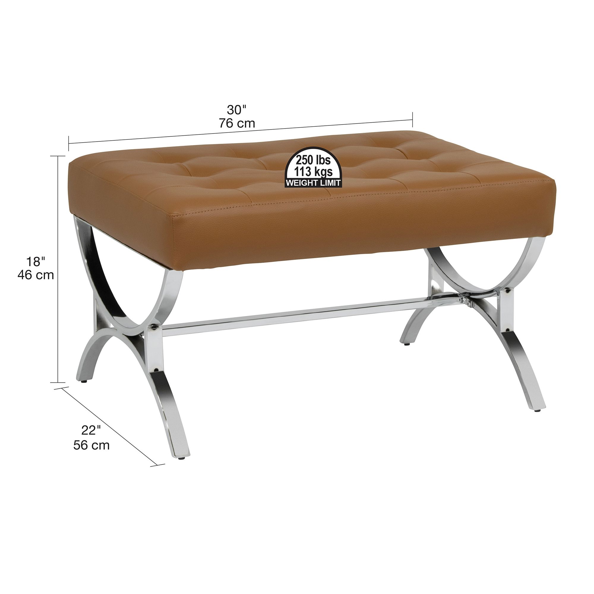 Newel Caramel Brown Leather Ottoman