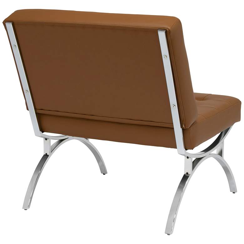Image 7 Newel Chrome and Caramel Brown Leather Modern Accent Chair more views