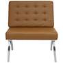 Newel Chrome and Caramel Brown Leather Modern Accent Chair