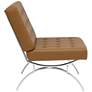 Newel Chrome and Caramel Brown Leather Modern Accent Chair