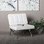 Newel Chrome and White Leather Modern Accent Chair