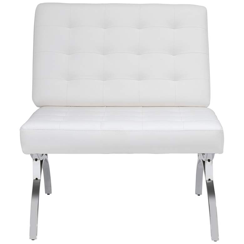Image 7 Newel Chrome and White Leather Modern Accent Chair more views