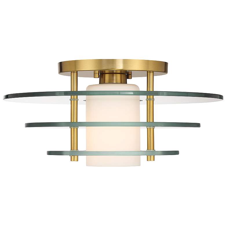 Image 1 Newell 1-Light Ceiling Light in Warm Brass