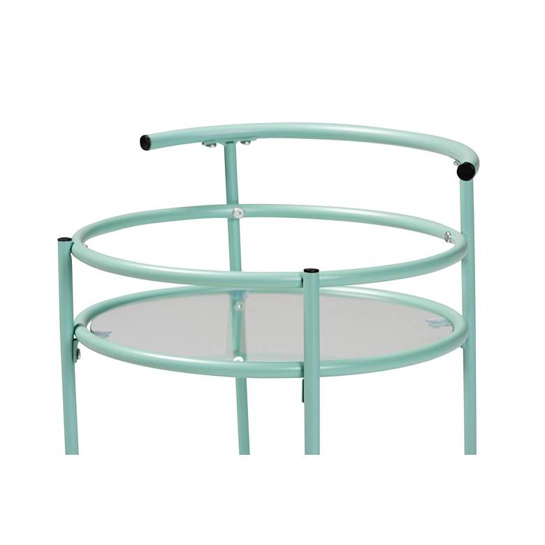 Image 3 Newell 17 1/2 inch Wide Metal 2-Tier Mint Green Kitchen Bar Cart more views