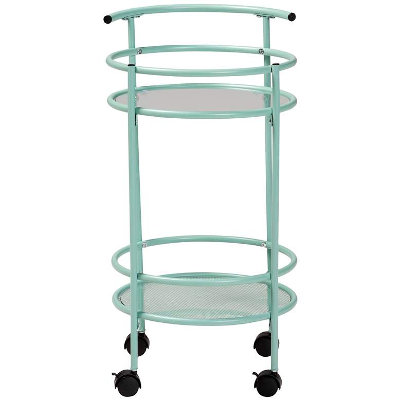 Image 5 Newell 17 1/2 inch Wide Metal 2-Tier Mint Green Kitchen Bar Cart more views