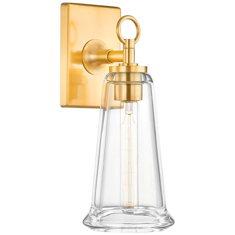 Image 1 Newfield 12 3/4 inchH Brass Wall Sconce with Square Backplate
