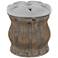 Newl Light Gray Tufted Round Wood Ottoman with Storage