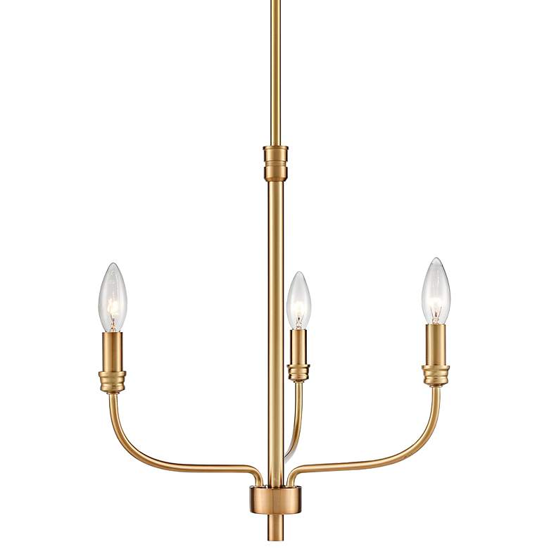 Image 2 Newland 17" Wide Satin Brass 3-Light Chandelier