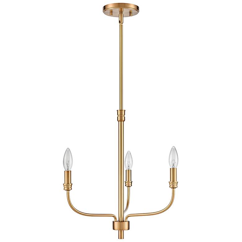 Image 7 Newland 17" Wide Satin Brass 3-Light Chandelier more views