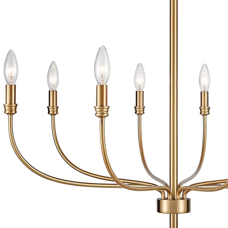 Image 3 Newland 34" Wide Satin Brass Curved Metal 8-Light Chandelier more views