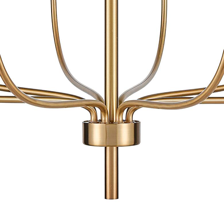 Image 4 Newland 34" Wide Satin Brass Curved Metal 8-Light Chandelier more views