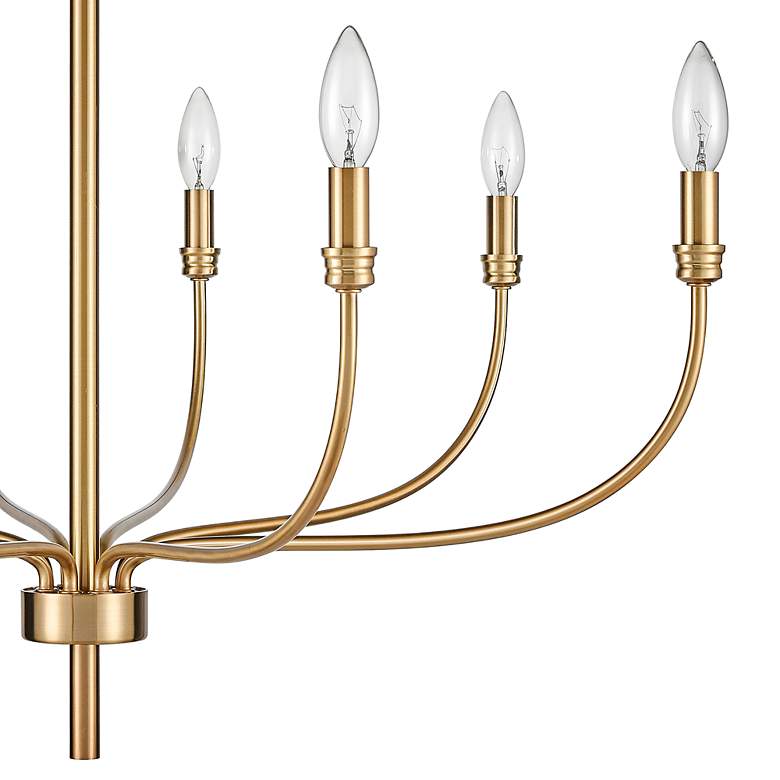 Image 5 Newland 34" Wide Satin Brass Curved Metal 8-Light Chandelier more views