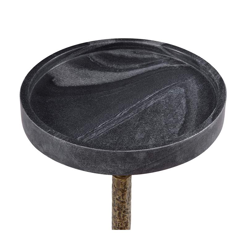 Image 2 Newman 12" Wide Brass and Black Marble Round Accent Table more views