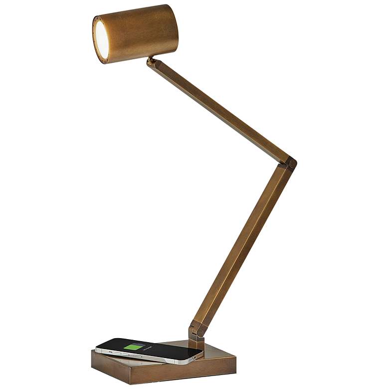 Image 6 Newman Brass Touch Desk Lamp with USB Port Wireless Charging more views