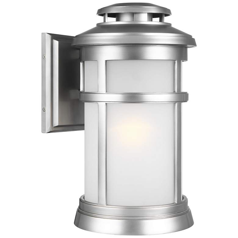 Image 1 Newport 16" High Painted Brushed Steel Outdoor Wall Light