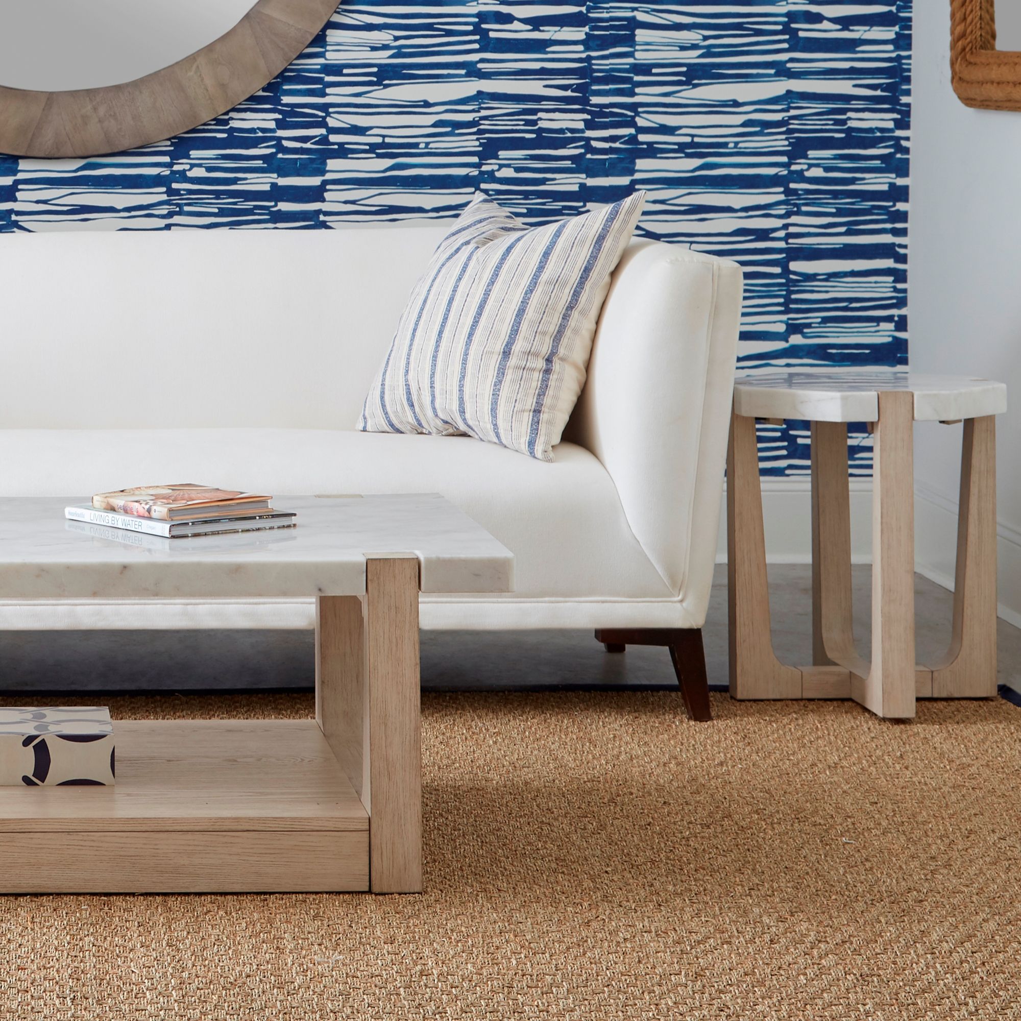 Newport 22" White Marble Scatter Table