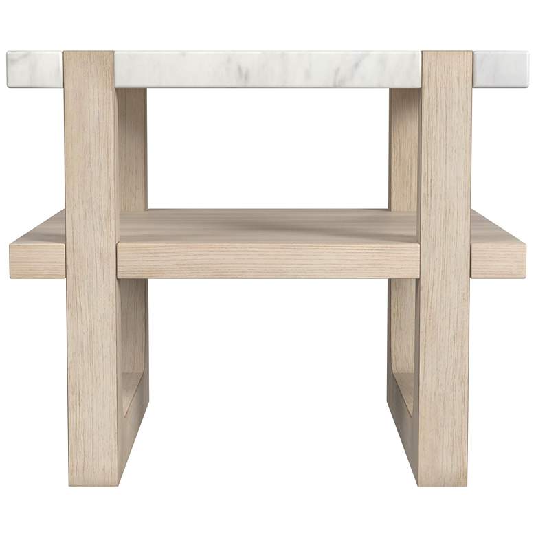 Image 1 Newport 24 inch White Marble Rectangular End Table