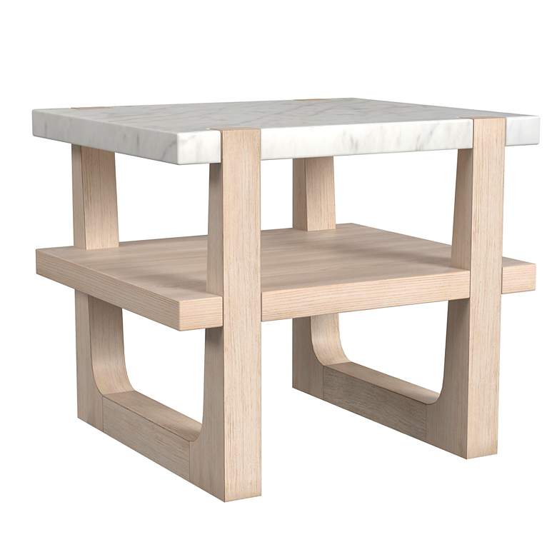 Image 2 Newport 24" White Marble Rectangular End Table more views