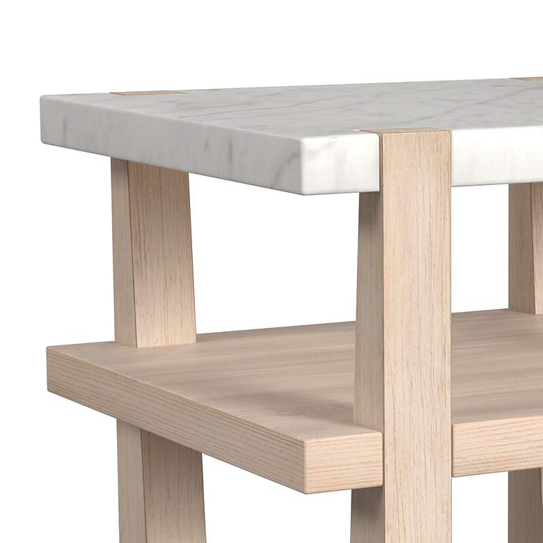 Image 3 Newport 24" White Marble Rectangular End Table more views