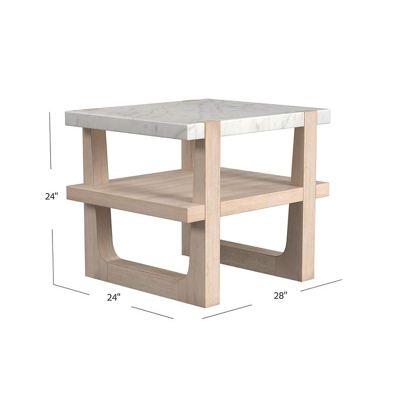 Image 5 Newport 24" White Marble Rectangular End Table more views