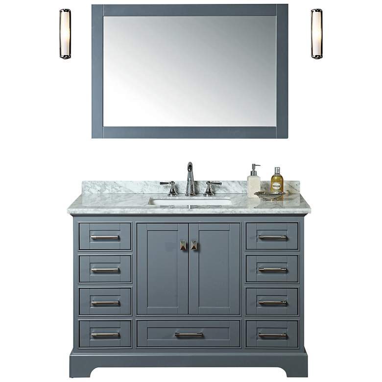 Image 1 Newport 48 inch Gray Single Sink Bathroom Vanity with Mirror