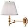 Newport Aged Brass Faux Silk Plug-in Swingarm Wall Lamp