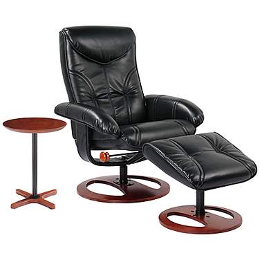 Newport Black and Natural Wood 2-Piece Recliner and Table Set