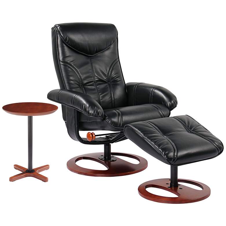 Image 1 Newport Black and Natural Wood 2-Piece Recliner and Table Set