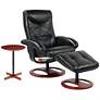 1_Newport Black and Natural Wood 2-Piece Recliner and Table Set