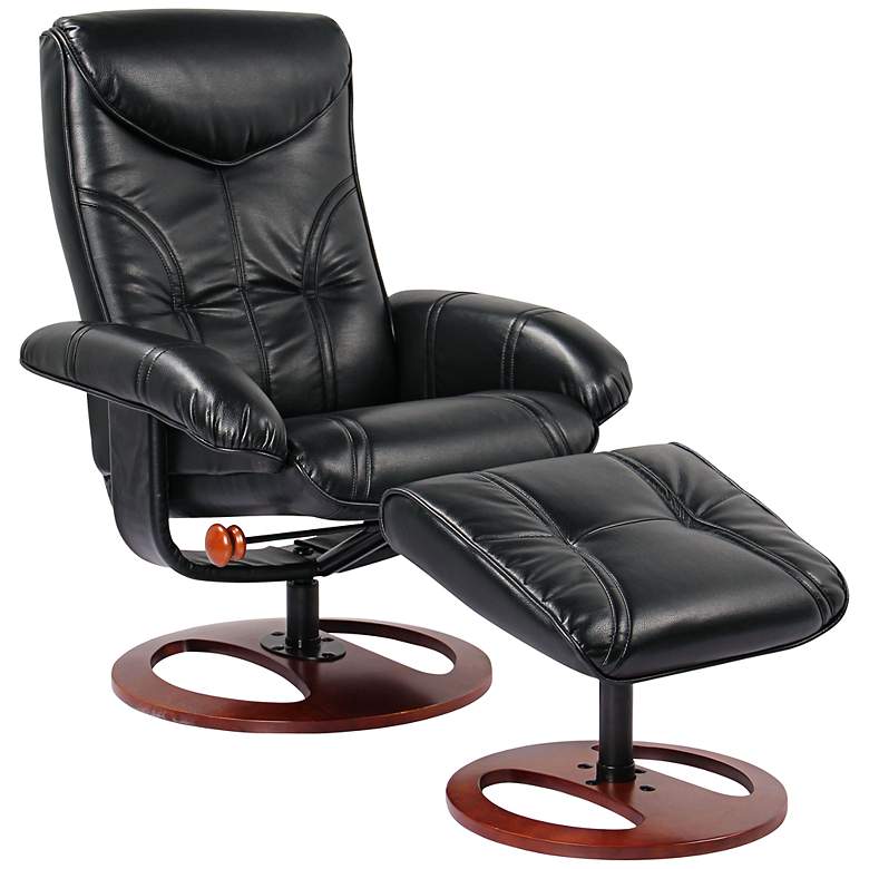 Image 2 Newport Black and Natural Wood 2-Piece Recliner and Table Set more views