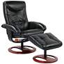 2_Newport Black and Natural Wood 2-Piece Recliner and Table Set more views