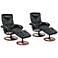 Newport Black Bonded Leather Swivel Recliners and Ottomans Set of 2