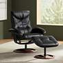 5_Newport Black Bonded Leather Swivel Recliners and Ottomans Set of 2 more views