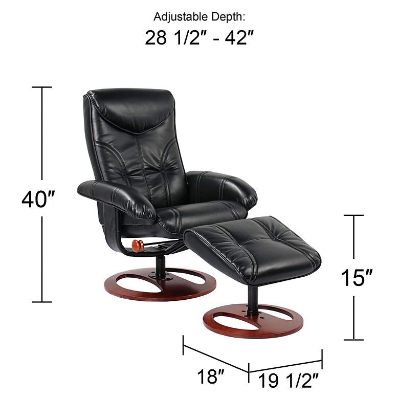 Image 7 Newport Black Bonded Leather Swivel Recliners and Ottomans Set of 2 more views