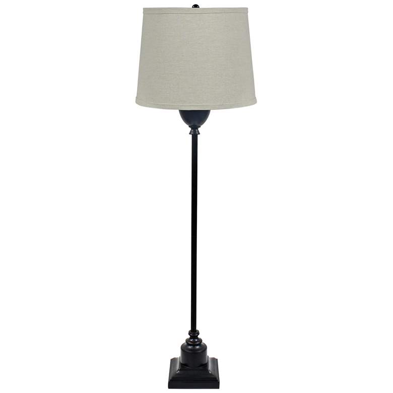 Image 1 Newport Black Metal Floor Lamp with Laken Natural Shade