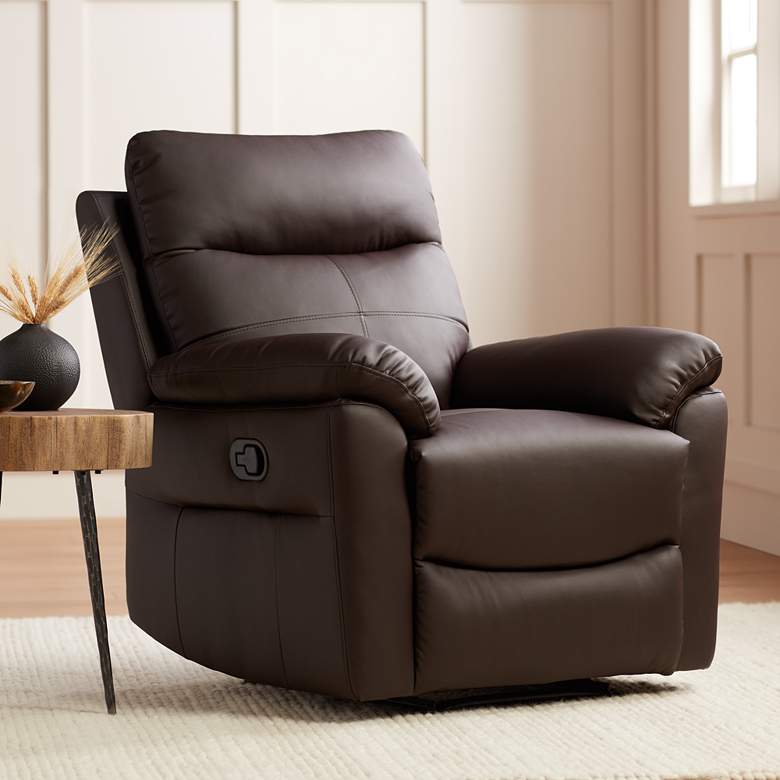 Image 1 Newport Brown Faux Leather Manual Recliner Chair