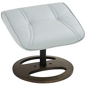 Image5 of Newport Sky Blue Faux Leather Swivel Recliner and Slanted Ottoman more views