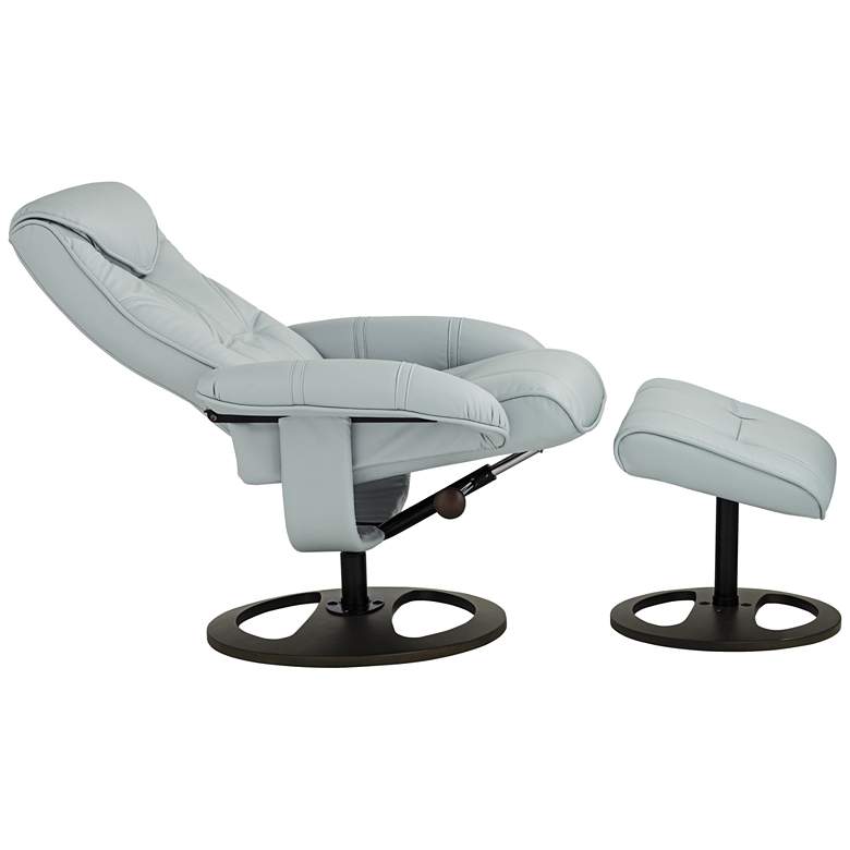 Image 7 Newport Sky Blue Faux Leather Swivel Recliner and Slanted Ottoman more views