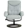 Newport Sky Blue Faux Leather Swivel Recliner and Slanted Ottoman